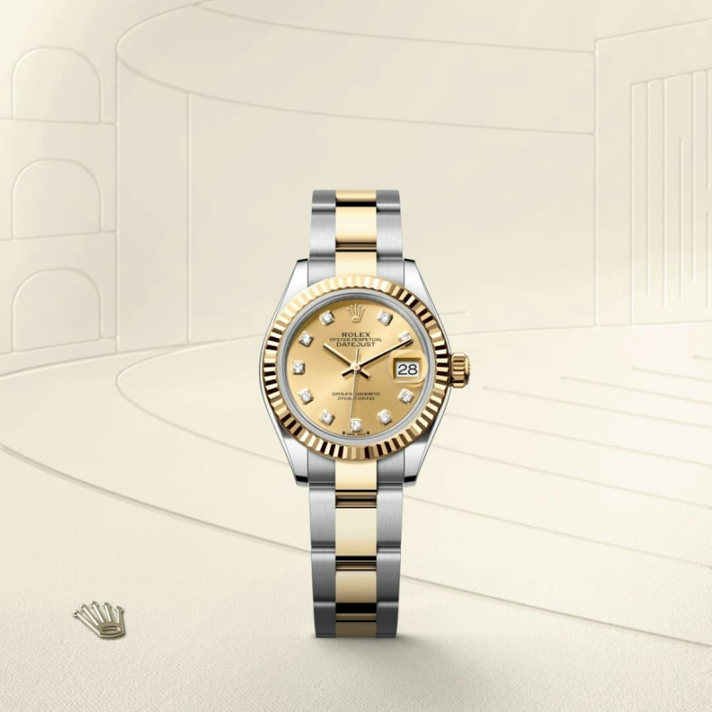 Rolex Lady-Datejust Oyster, 28 mm, Oystersteel and yellow gold