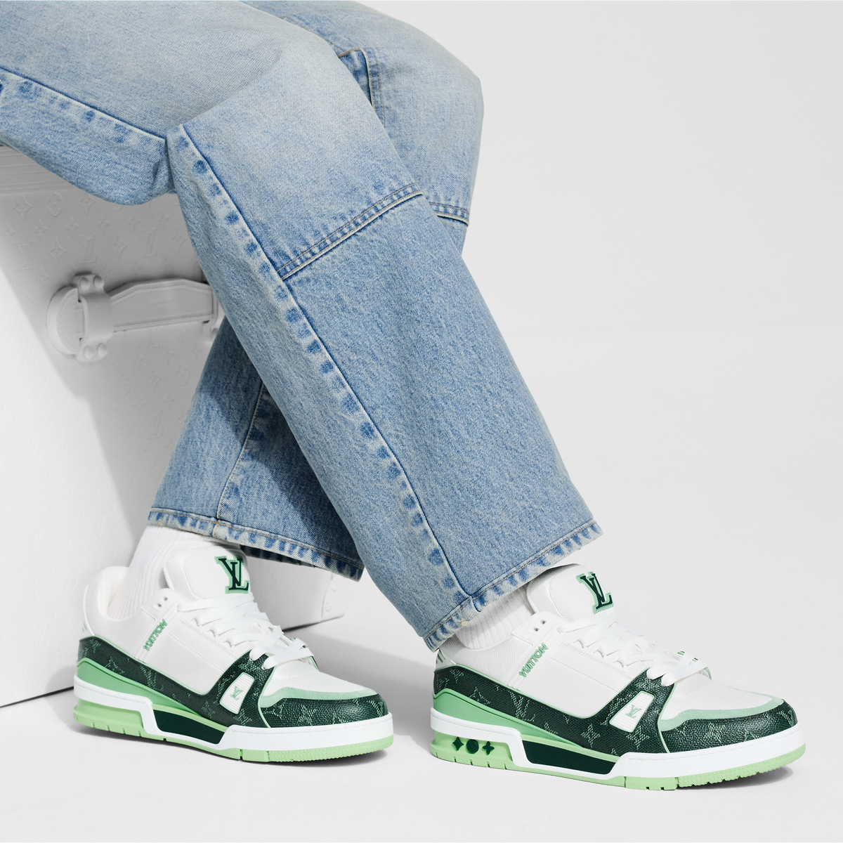 Louis Vuitton LV Trainer Green Monogram Leather Sneaker